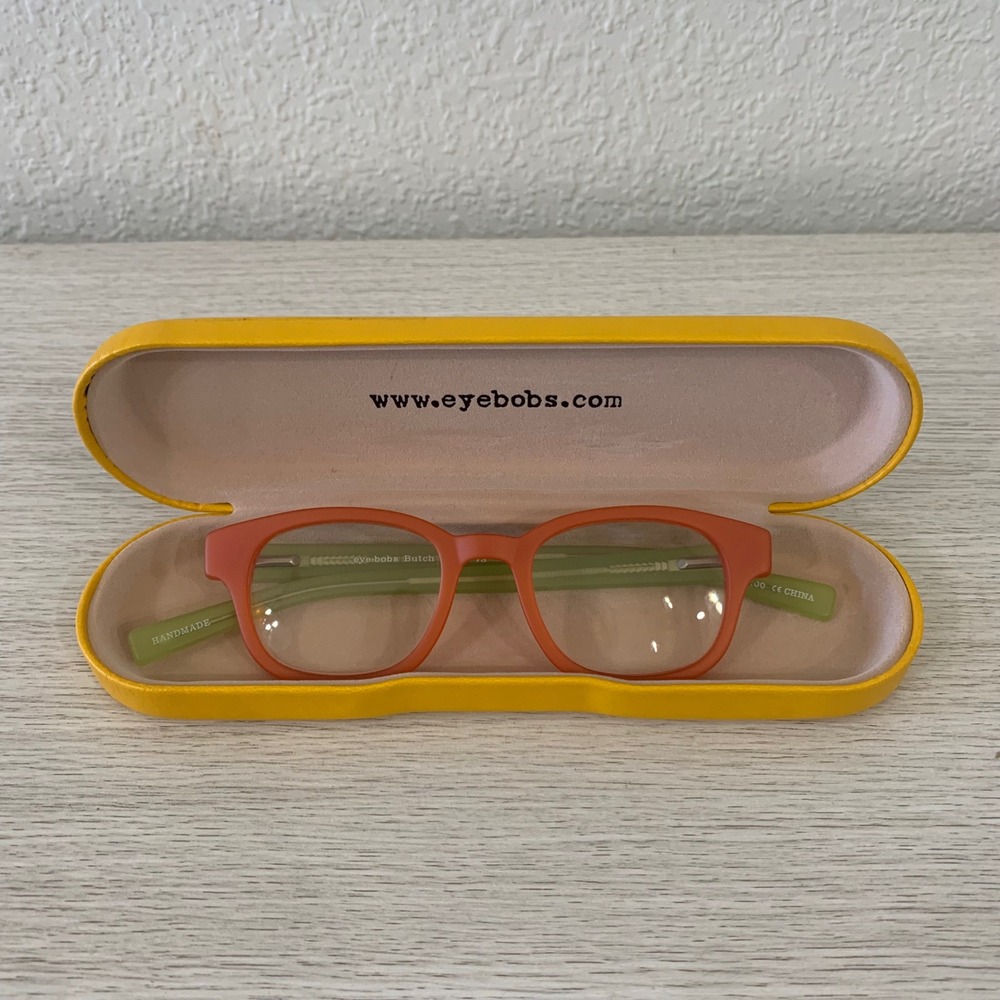 eyebobs Glasses Frames Only Orange Green Handmade Retro Funky Style 2249 73‎